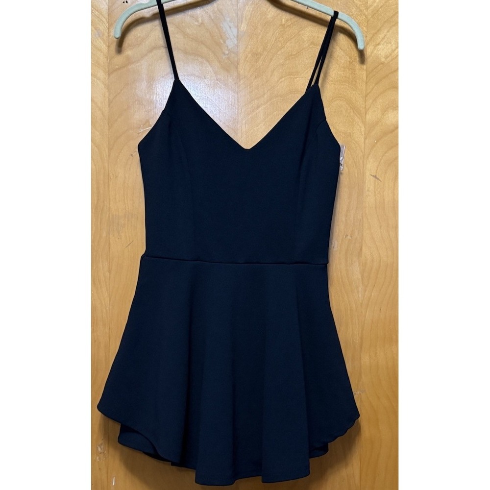 IRIS‎ Womens Skater Dress Built In Shorts Adjustable Mini Dress Black Sz M